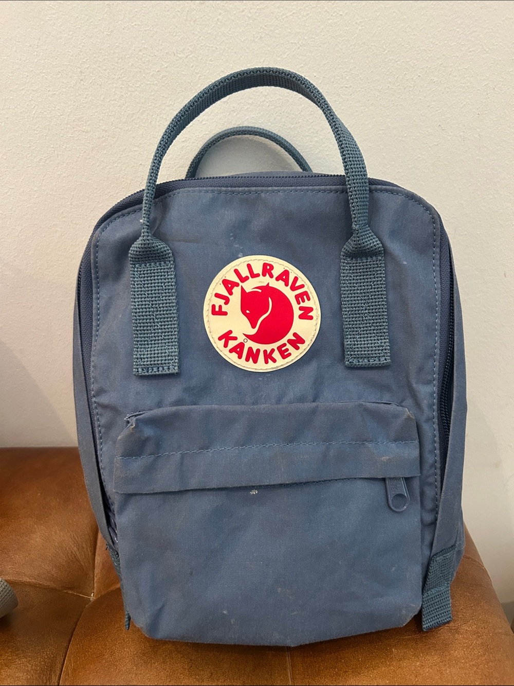 Fjallraven Kanken Kids Backpack in Slate Blue with Red Logo